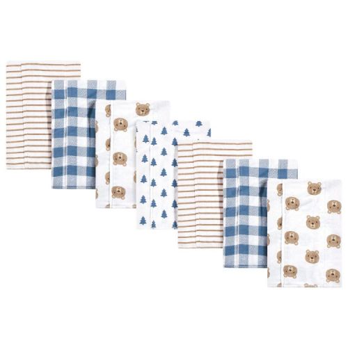 Hudson Baby Infant Boy Cotton Flannel Burp Cloths 7pk, Little Bear, One Size