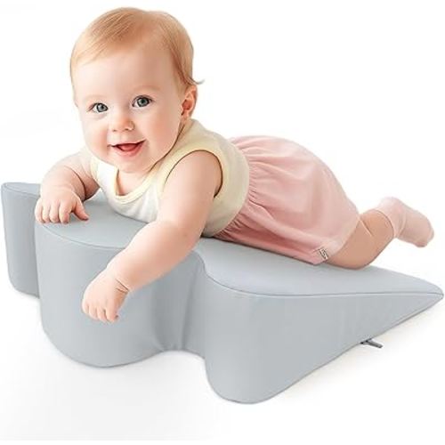 Nursing Reflux Prop for Baby Gas, Colic Relief & Burp, Tummy Time Mat for Feeding, Neck, Shoulder and Body Support, Activity Support for Newborns and Infant 0-12 Months - Grey