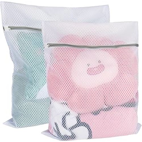 Vivifying XL Large Mesh Laundry Bags, 2 Pack 20 x 24 Inches Honeycomb Mesh Wash Bags for Washing Machine, Delicates Clothes, Sweater, Coats, Stuffed Toys, Blanket (White)