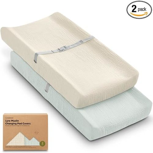 2-Pack Muslin Diaper Changing Pad Covers Boy, Girl,Soft Breathable (Willow)