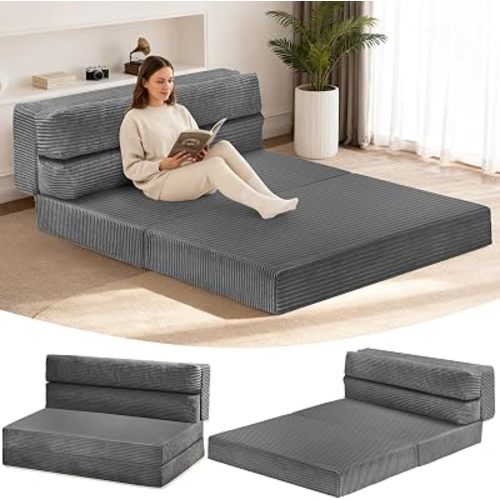 Foldable Mattress Full, 54" Folding Sofa Bed, 3-in-1 Convertible Sofa Bed Floor Couch for Living Room, Guest Room