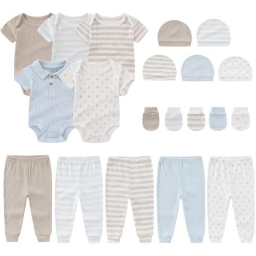 Newborn Layette Gift Set 20-Piece Cotton Baby Boy Girl Clothes Essentials and Accessories