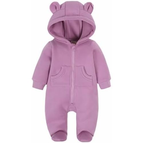 AIMAOMI Fairy Baby Newborn Baby Snowsuit Bear Onesi𝐞 Footie Romper Winter Fleec𝐞 Jumpsuit Infant Coat for