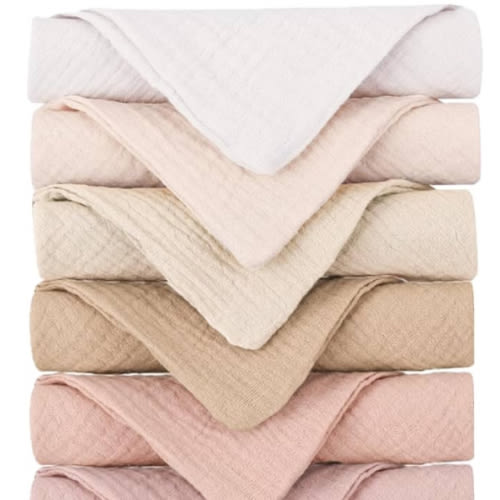 Konssy Baby Muslin Washcloths 7-Pack, 100% Cotton Baby Bath Washcloths, Soft & Absorbent Wash Cloths and Burp Cloths for Newborn Kids Girls & Boys, 11x11 inches