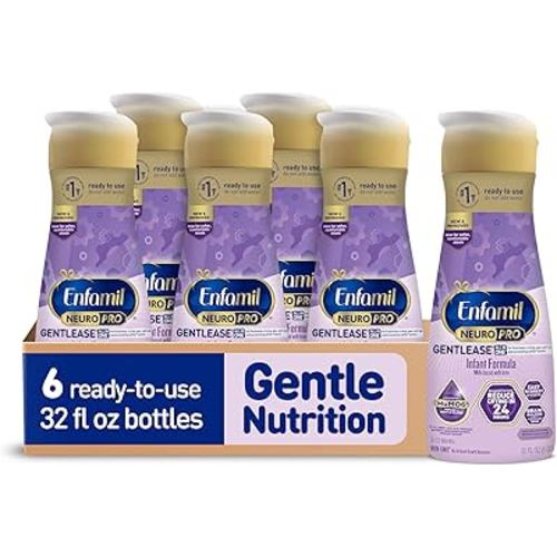 Enfamil NeuroPro Gentlease Ready-to-Feed with Smaller Proteins for Easy Digestion, Brain Supporting DHA, Prebiotic, HuMO6* Blend, Baby Formula for easing Fussiness, Crying, Gas, Spit-up in 24hrs, 32 Fl Oz,Liquid, Pack of 6