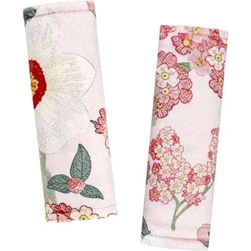 TANOFAR Baby Car Seat Strap Pads, Soft Carseat Straps Covers, Car Seat Straps Shoulder Pads for Girls, Seat Belt Cover Pad for Kids, Suitable for Baby Car Seat, Pushchair, Stroller, Hibiscus Flower