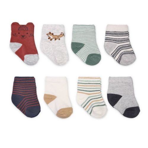 Carter's Just One You® Baby Boys' 8pk Forest Crew Socks - Green/Gray 0-3M