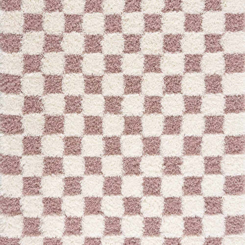 Atira Pink Checkered Shag Rug | Pink Checkered Shag Rug