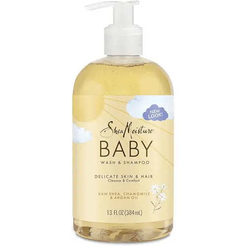 SheaMoisture Baby Wash & Shampoo for All Skin Types Raw Shea, Chamomile & Argan Oil Baby Wash and Shampoo with Frankincense & Myrrh to Help Cleanse 13 oz, Gold, Packaging may vary