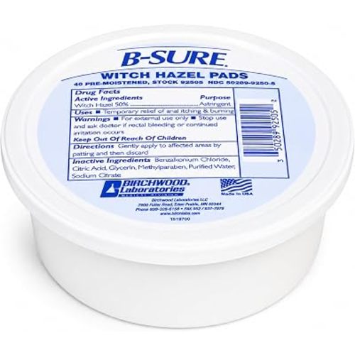 B-Sure Pre-Moistened Witch Hazel Pads, 40 Count