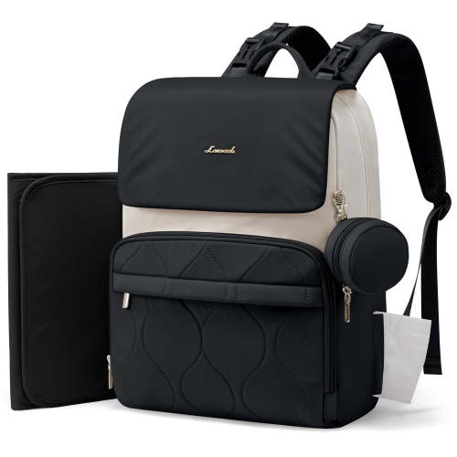 LOVEVOOK Diaper Bag Backpack, Baby Travel Bags for Boys & Girl, Toddler Waterproof Diaper Bag w/Changing Pad (Beige khaki, 15.6''-Small)