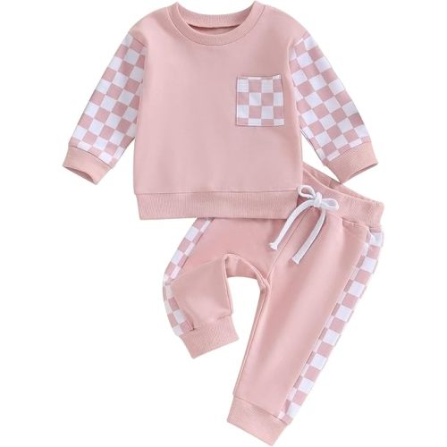 BeQeuewll Baby Girl Easter Outfit Happy Easter Sweatshirt Jogger Pants Infant Toddler Girls Pink Outfits Set
