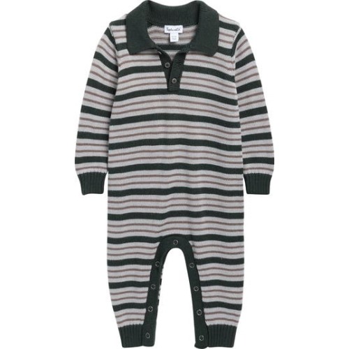 Forest Fun Stripe Polo Romper, 0-3M