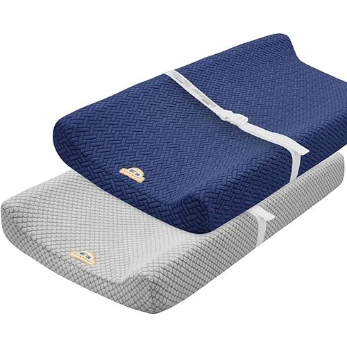 BlueSnail Comfortable and Breathable Changing Pad Cover - Soft, 2pk, Jacquard Flannel Design (Navy)