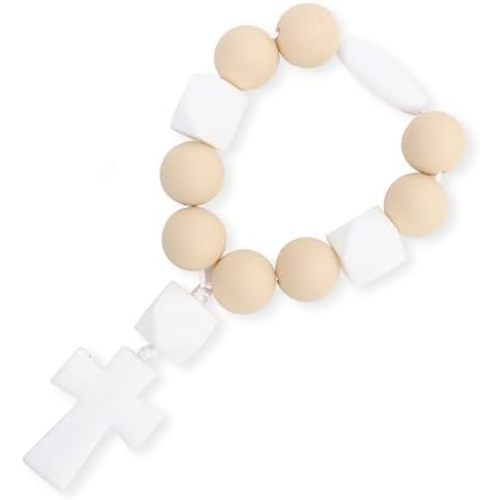 God Bless First Rosary - Silicone Rosary Necklace with Cross, Catholic Cross Rosary Bracelet, Party Decorations, Faith Religious Christian Catholic Supplies, Suitable as Christian Baptism Supplies