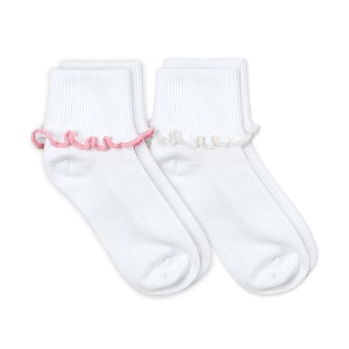 Pink and White Seamless Ripple Edge Socks (2 pack)