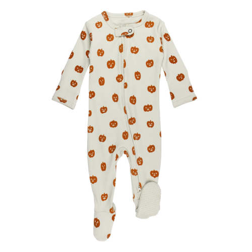 Jack-o-Lanterns | Organic Zipper Footie Preemie-NB