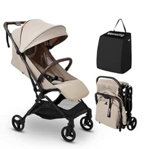 MAMAZING Ultra Air Lightweight Baby Travel Stroller with Carbon Fiber Frame, Compact & Airplane-Friendly, One-Handed Fold, 11.6 lbs, Perfect for Toddlers, Simply Taupe