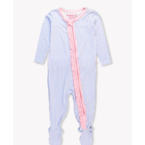 Ruffle One Piece Footie Pajama, Bamboo Viscose