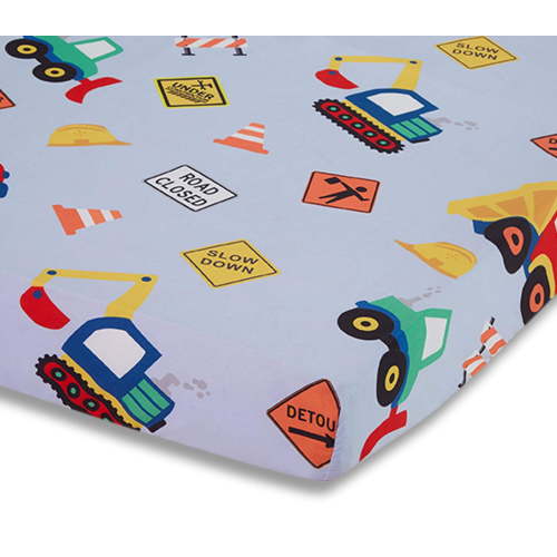 Everyday Kids Baby Boy Fitted Crib Sheet - Under Construction