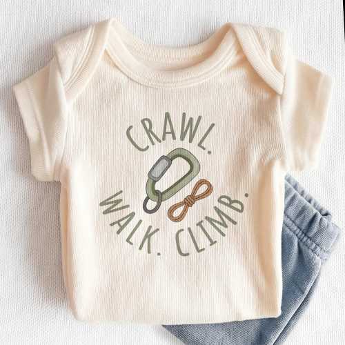 Crawl Walk Climb Baby Onesie - Cute Rock Climbing Bodysuit