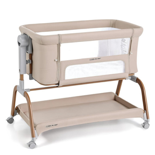 ANGELBLISS 3 in 1 Baby Bassinet, Rocking Bassinets Bedside Sleeper with Comfy Mattress and Wheels, 6 Height Adjustable Easy Folding Portable Bedside Crib for Newborn Infant (Dark Grey)
