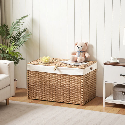 Boho Wicker Storage Trunk, Storage Bench,Blanket Chest,Storage Basket | Wayfair