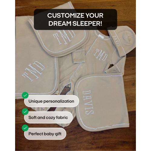 Personalized Monogrammed Baby sleeper and hat