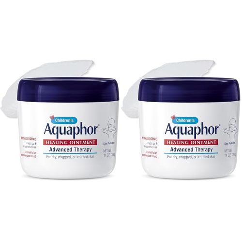 Aquaphor Children's Advanced Therapy Healing Ointment, 41% Petrolatum Skin Protectant Ointment for Minor Wound Care, Chapped or Cracked Skin and Lips, 14 Oz Jar (Pack of 2)