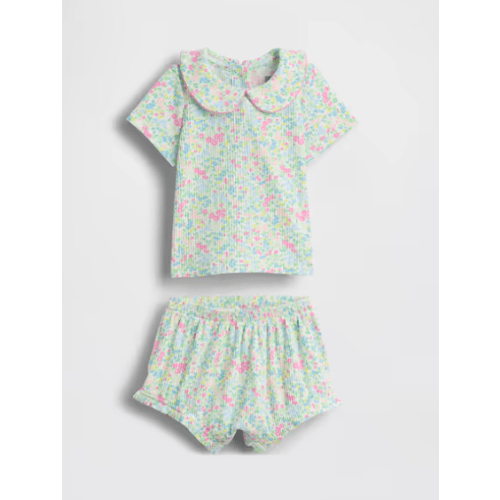 [6-12Months] Baby TinyRib Peter Pan Bodysuit Set (Ditsy Floral)