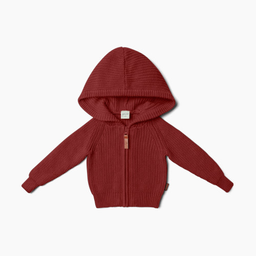 Goumi Kids Organic Cotton Knit Hoodie - Hot Cocoa, 0-3 M