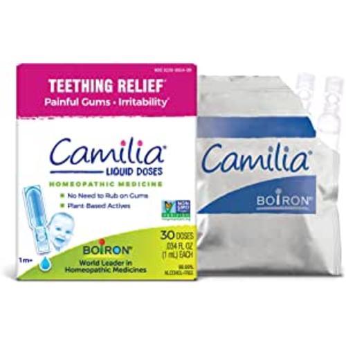 Boiron Camilia Teething Drops for Daytime and Nighttime Relief of Painful or Swollen Gums and Irritability in Babies - 30 Count