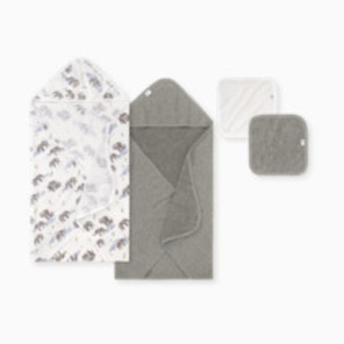 Burt's Bees Baby Organic Hooded Towel and Washcloth Set - Elephant Showers, 0-9 Months