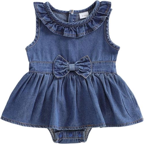 Toddler Cowgirl Outfit Baby Girl Denim Romper Button Down Short Sleeve Jean Overalls Western Outfit Summer Clothes