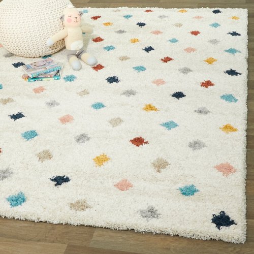 Carson Diamond Dot Shag Area Rug - 5'3" x 7' - White - Rectangle byBalta
