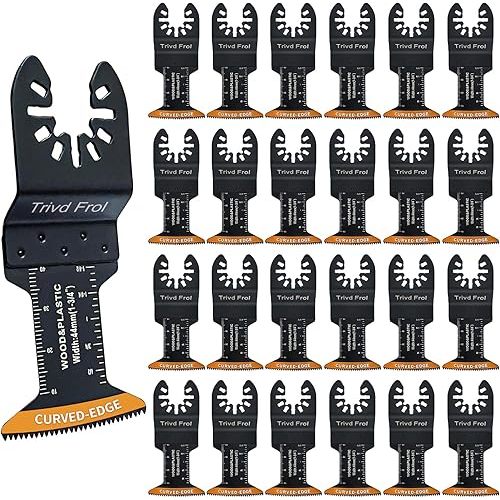 100Pcs Curved-Edge Oscillating Tool Blades Professional Universal Oscillating Saw Blades Wood Multitool Blades Compatible with Dewalt, Milwaukee, Ryobi, Rockwell, Bosch