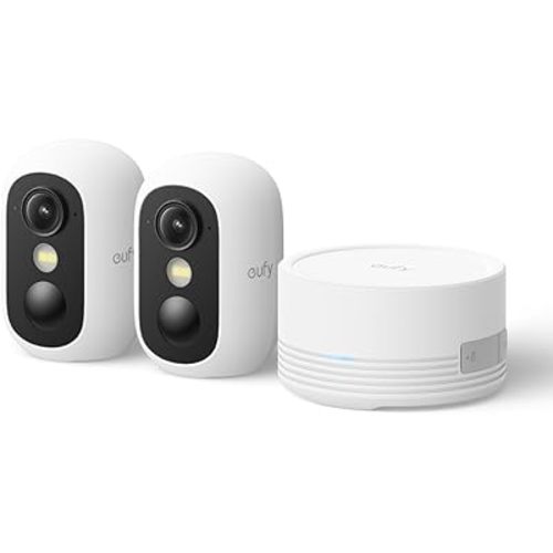eufy Security eufyCam C35 2-Cam Kit, Wireless Security Camera, Outdoor and Indoor, Magnetic Mount, Color Night Vision, Local Storage, No Monthly Fee, IP67, Facial Recognition, Supports Solar Panel