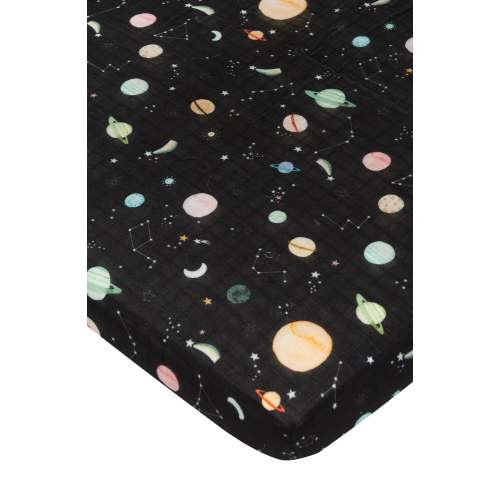 Muslin Fitted Crib Sheet - Planets