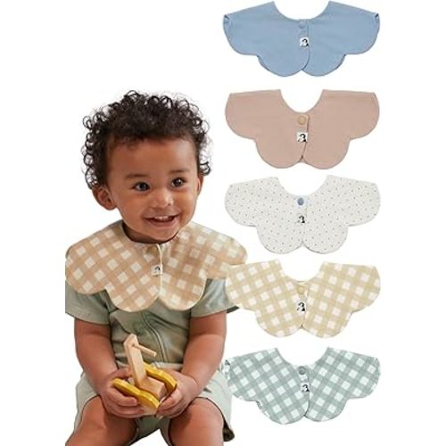 Konny Baby Bib 3/5/7-Pack Set, 360 ​​° Rotate, Soft and Absorbent Drooling for Toddler Boys Girls Baby Essentials