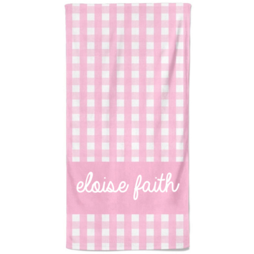 Personalized Kids Beach Towel in Seersucker Dusty Pink | Caden Lane
