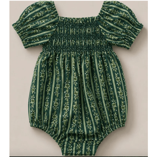 Baby Sunday Best Romper in Pine Felicity Floral