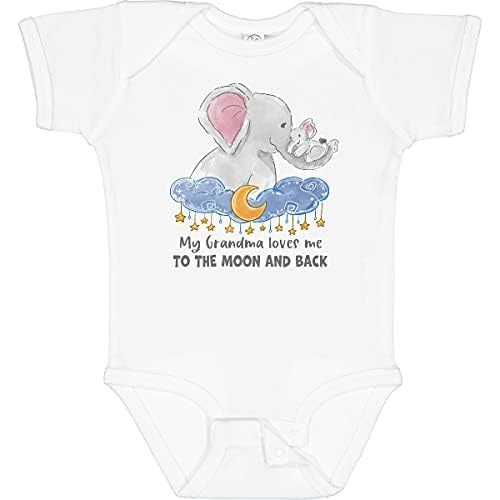 inktastic My Grandma Loves Me To the Moon and Back Elephant Baby Bodysuit