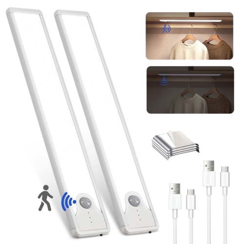 SUNLINKCO 8 Inch Motion Sensor 41 LED Under Cabinet Lighting Dimmable USB Rechargeable Indoor Light Magnetic Wardrobe, 2pk Kitchen Closet Wireless Lights 6000K Daylights