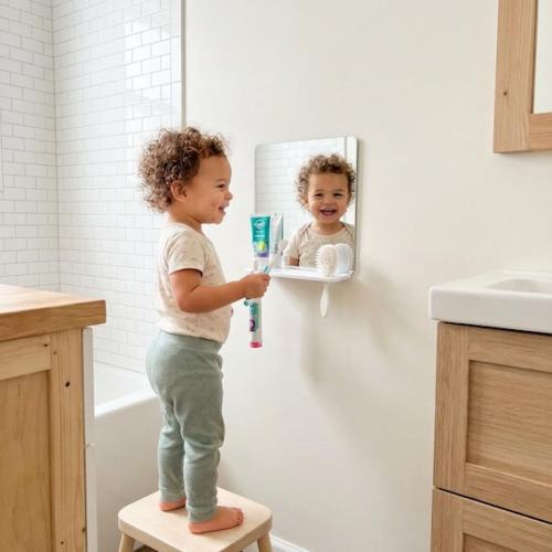 Montessori Toddler Self-care Station: Kid's Bathroom Organizer With Safe Acrylic Mirror - Etsy