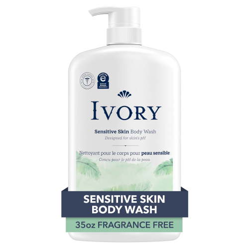 Ivory Mild and Gentle Body Wash, Fragrance-Free, for Sensitive Skin, 35 fl oz
