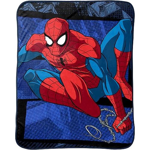 Jay Franco Plush Throw Blanket – 46" x 60" Inches Kids Hero Soft & Cozy Fleece Throw for Bedroom & Couch Décor, Official Licensed Product, Blue - Spiderman