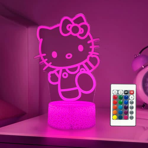 AIHYING Cat Night Light Cute Night Light - Anime Charater 16 Color Change Decor Kitty Lamp with Remote, Dim, Timer,Kids Gifts for Christmas Birthday,Nursery Baby