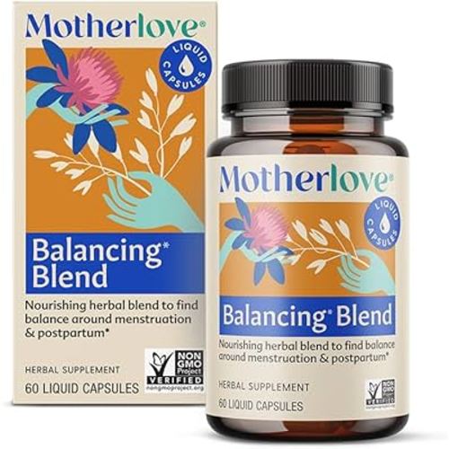 Motherlove Balancing Blend (60 Liquid caps) Herbal Supplement for Period & Postpartum Hormonal Health—Non-GMO, Organic Herbs, Vegan, Kosher