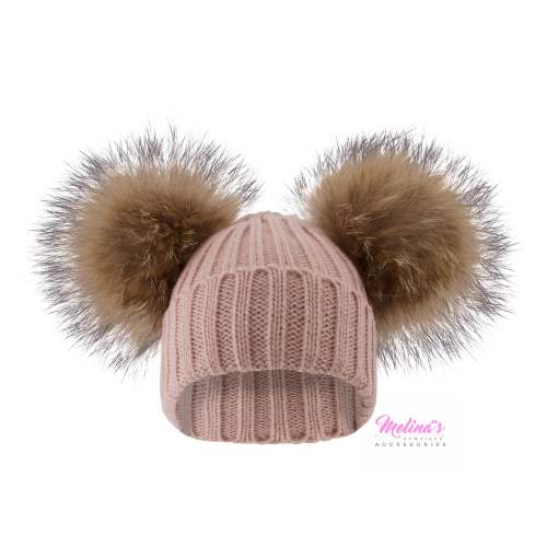 Blush Double Pom Beanies