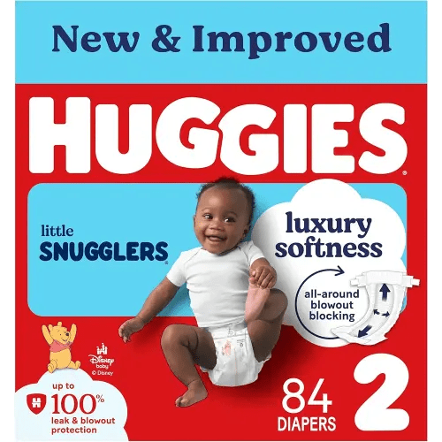 Huggies Size 2 Diapers, Little Snugglers Baby Diapers, Size 2 (12-18 lbs), 84 Count, Packaging May Vary